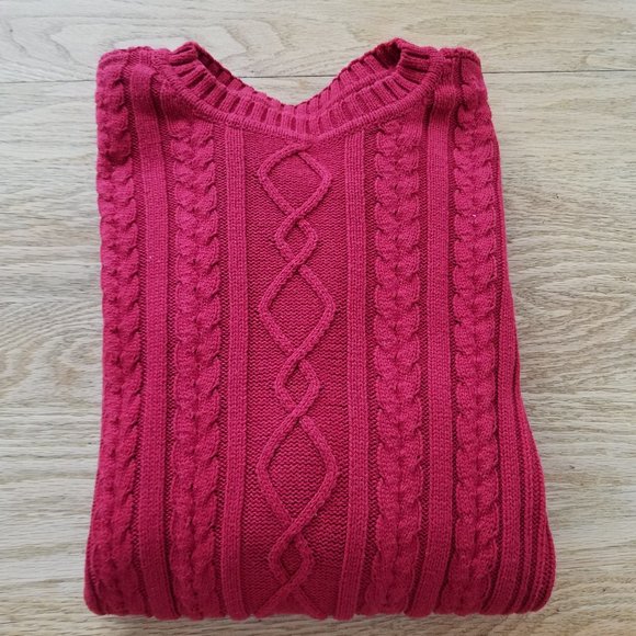 Chaps Denim Men's Long Sleeve Sweater Large Red Cotton EUC - Picture 9 of 9